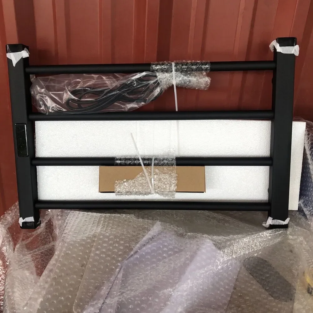Electric Heated rack towel Warmer 4 Bars Drying Bathroom BLACK NEW